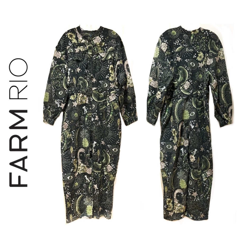 Farm Rio X Anthropologie Borogodo Green Jumpsuit • XL - Picture 2 of 9
